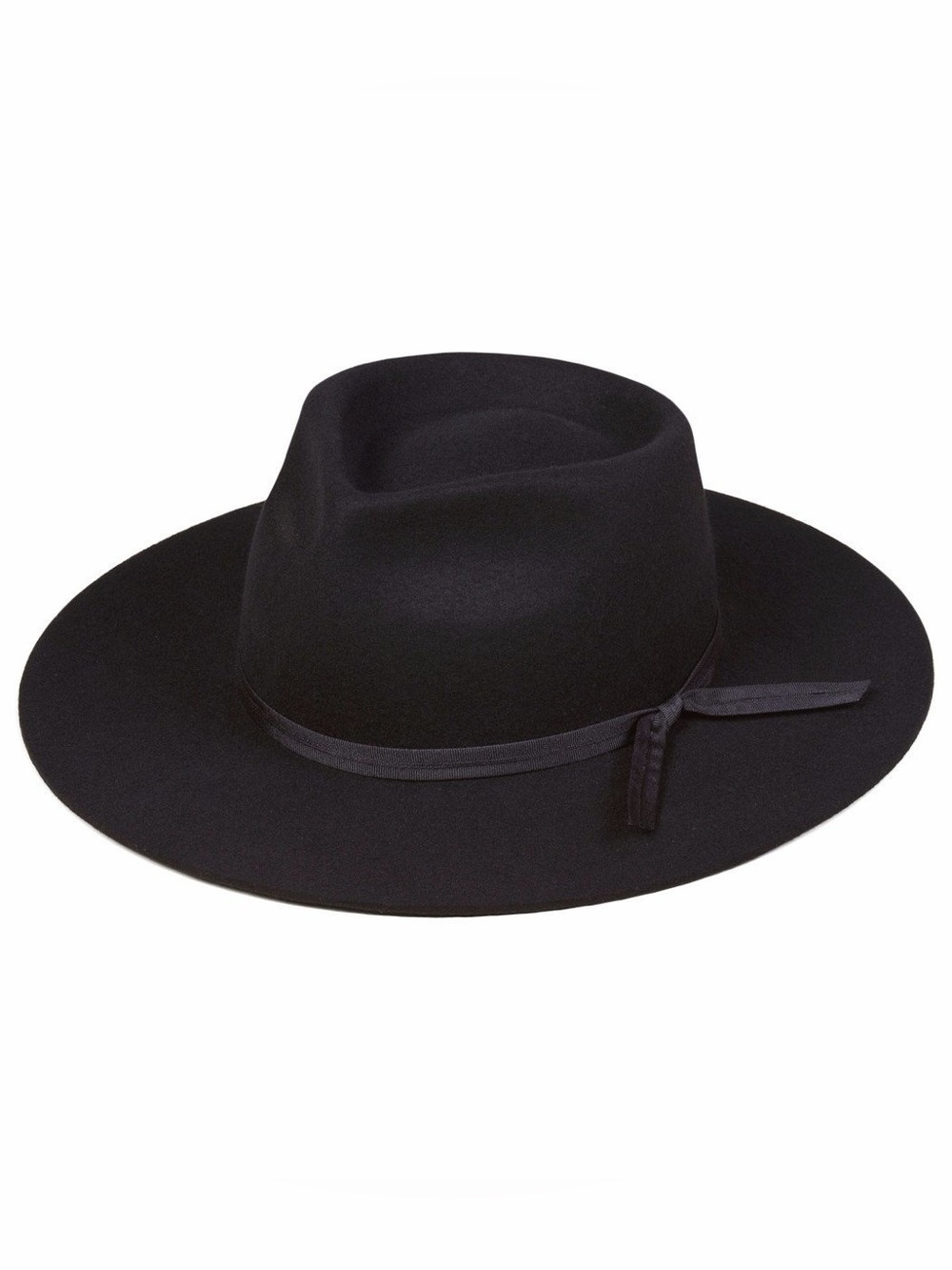 Lack Of Colour The Jethro Wool Black Wide Brim Western Cowboy Fedora Hat Ribbon